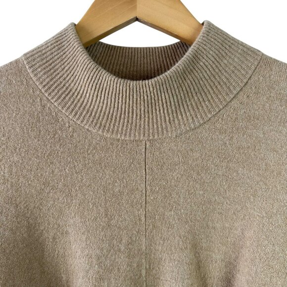 Theory Oversize Wool Blend Camel Mock Neck Poncho Sweater XS/S Minimalist - Picture 3 of 6